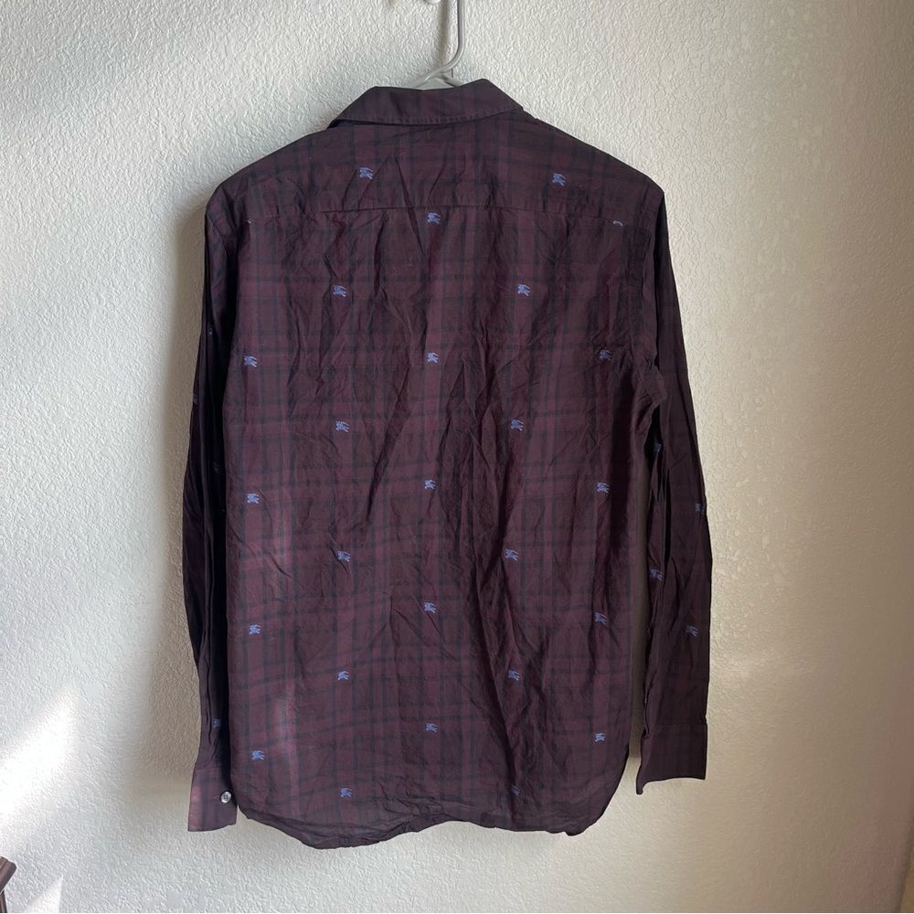 Burberry Purple Plaid Logo Embroidered Long Sleeve - Picture 4 of 6